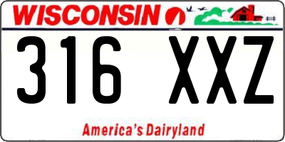 WI license plate 316XXZ