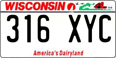 WI license plate 316XYC