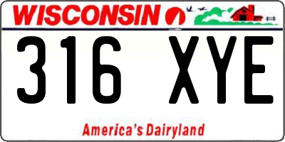 WI license plate 316XYE