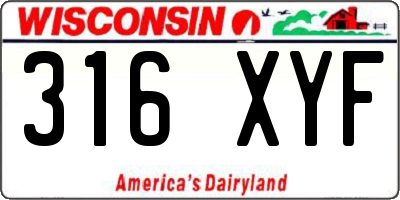 WI license plate 316XYF