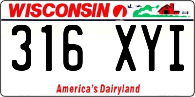 WI license plate 316XYI