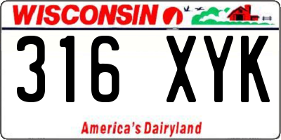 WI license plate 316XYK