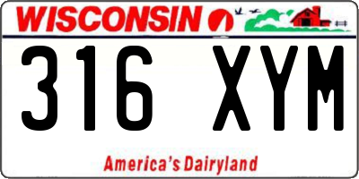 WI license plate 316XYM