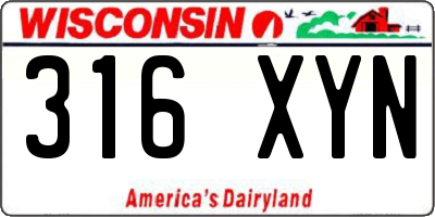 WI license plate 316XYN