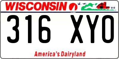 WI license plate 316XYO
