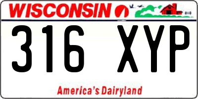 WI license plate 316XYP