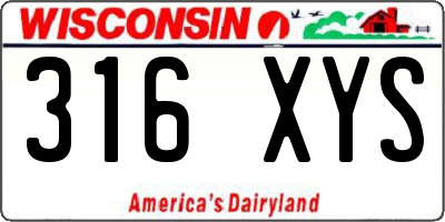 WI license plate 316XYS