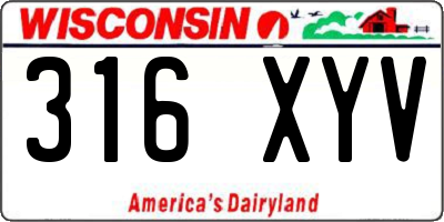 WI license plate 316XYV