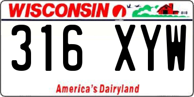 WI license plate 316XYW