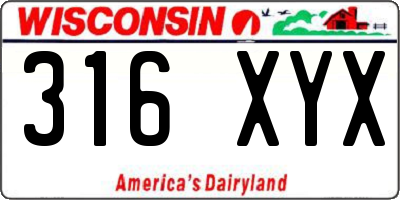 WI license plate 316XYX