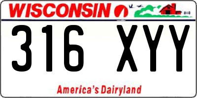 WI license plate 316XYY