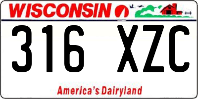 WI license plate 316XZC
