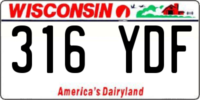 WI license plate 316YDF