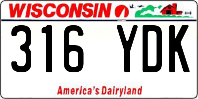 WI license plate 316YDK