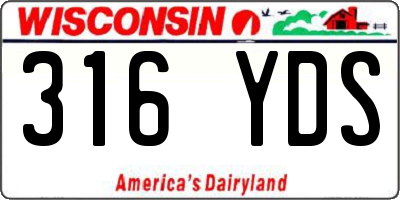 WI license plate 316YDS