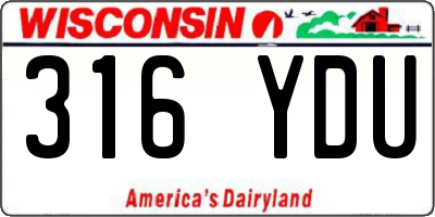 WI license plate 316YDU