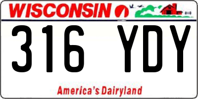 WI license plate 316YDY