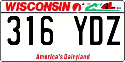 WI license plate 316YDZ