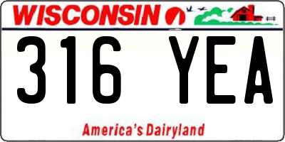 WI license plate 316YEA