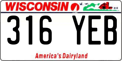 WI license plate 316YEB