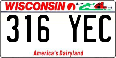 WI license plate 316YEC