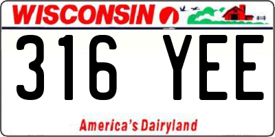 WI license plate 316YEE