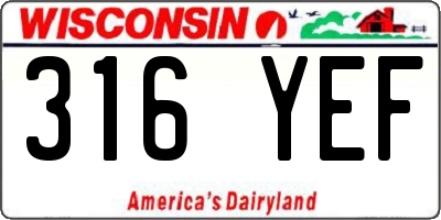 WI license plate 316YEF