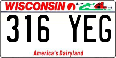 WI license plate 316YEG