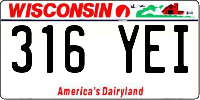 WI license plate 316YEI