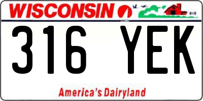 WI license plate 316YEK