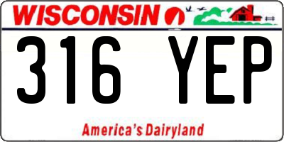 WI license plate 316YEP