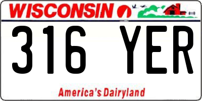 WI license plate 316YER