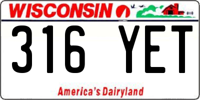 WI license plate 316YET