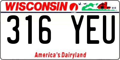 WI license plate 316YEU