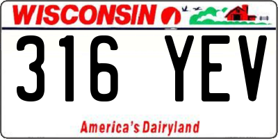 WI license plate 316YEV