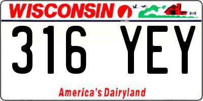 WI license plate 316YEY