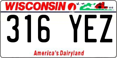 WI license plate 316YEZ