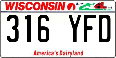 WI license plate 316YFD