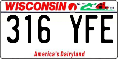 WI license plate 316YFE