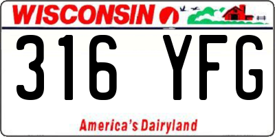 WI license plate 316YFG