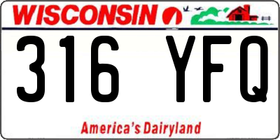 WI license plate 316YFQ