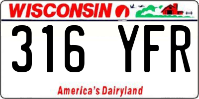 WI license plate 316YFR