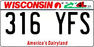 WI license plate 316YFS