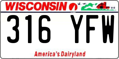 WI license plate 316YFW