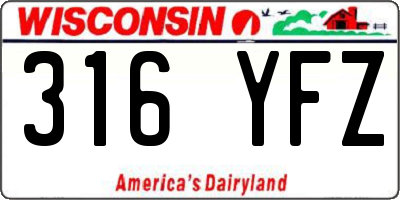 WI license plate 316YFZ