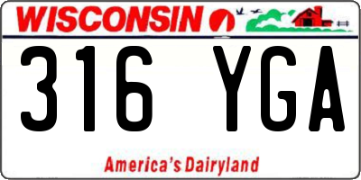 WI license plate 316YGA