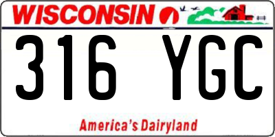 WI license plate 316YGC