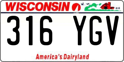 WI license plate 316YGV