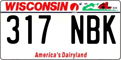 WI license plate 317NBK