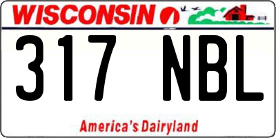 WI license plate 317NBL